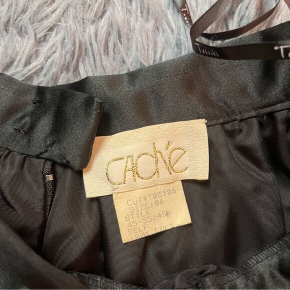 Vintage Cache Black Satin Puff Mini Skirt Size 6 - Picture 2 of 4
